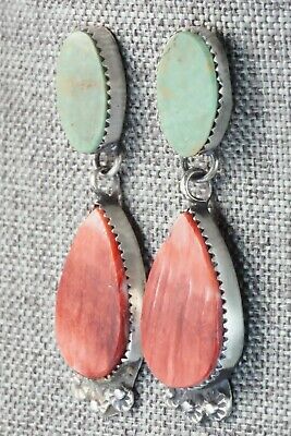 Turquoise, Spiny Oyster & Sterling Silver Earrings - Selina Warner