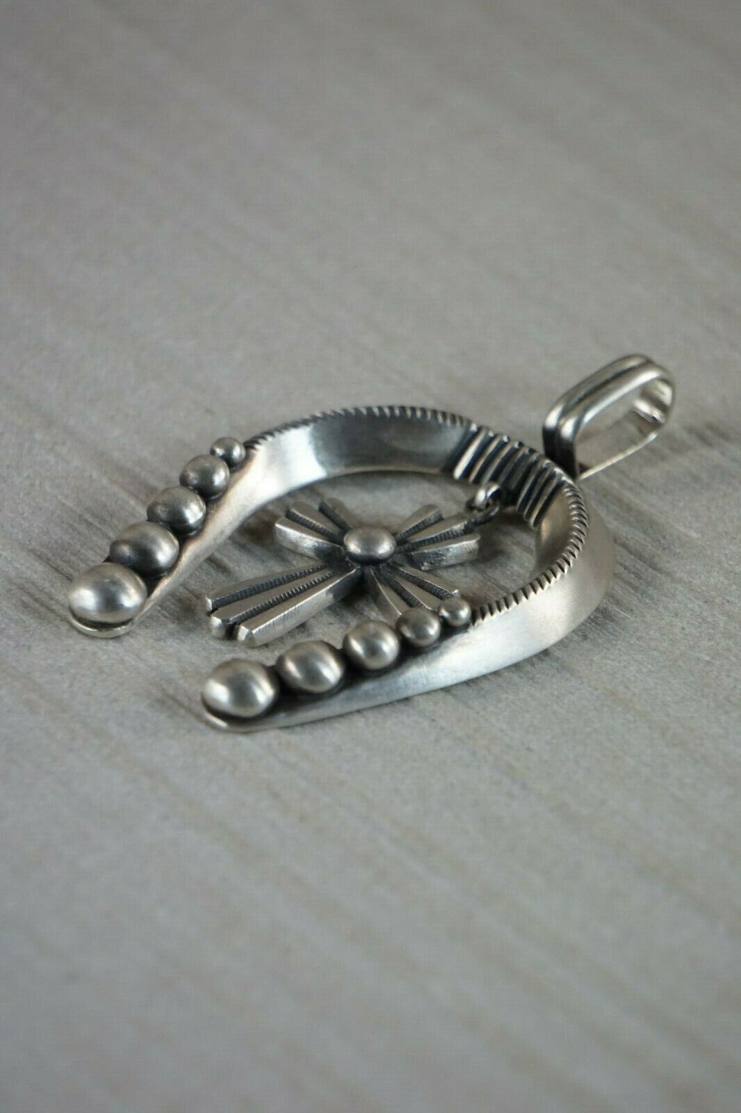 Navajo Sterling Silver Naja & Cross Pendant - Calvin Martinez - High Lonesome Trading