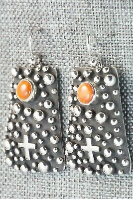 Spiny Oyster & Sterling Silver Earrings - Raymond Coriz