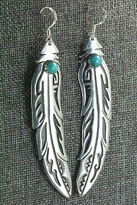 Navajo Turquoise & Sterling Silver Earrings - Richard Singer