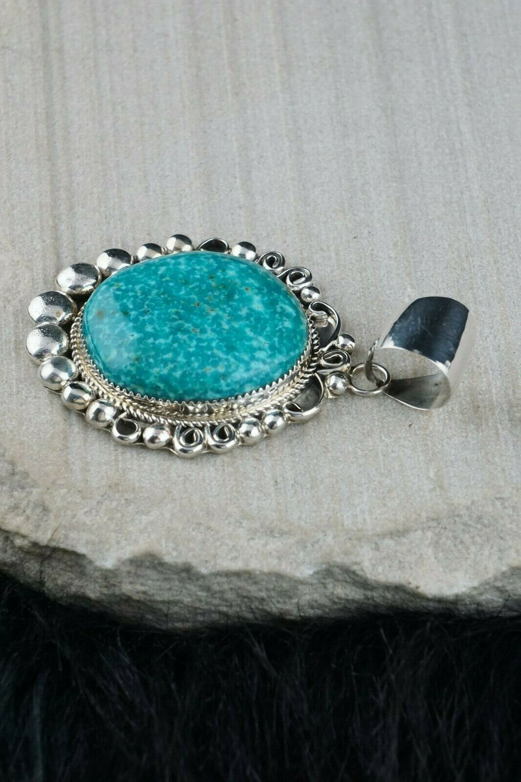 Turquoise and Sterling Silver Pendant - Leslie Nez - Navajo - High Lonesome Trading