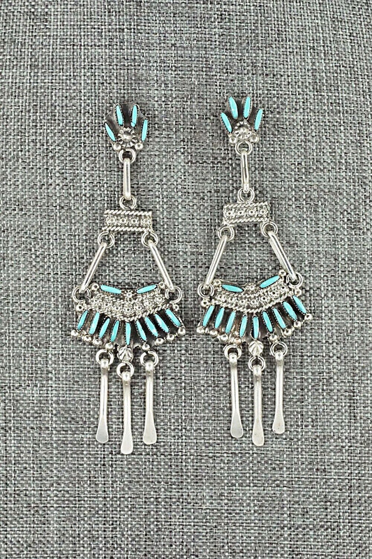 Turquoise & Sterling Silver Earrings - Evangeline Wyaco