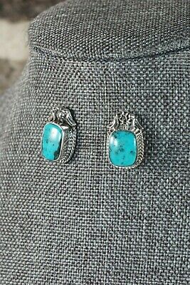 Navajo Turquoise and Sterling Silver Earrings - Etta Larry - High Lonesome Trading