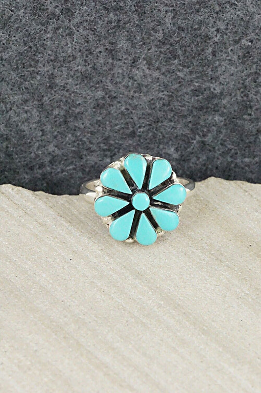 Turquoise & Sterling Silver Ring - Arlo Kanteena - Size 7.75