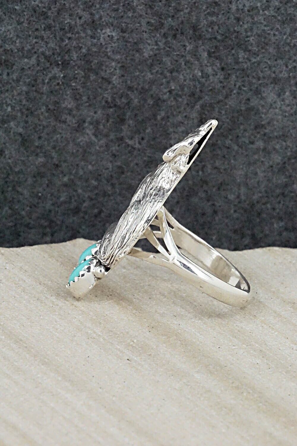 Turquoise & Sterling Silver Ring - William Begay - Size 8.75