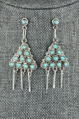 Zuni Turquoise & Sterling Silver Earrings - Arlene Quam - High Lonesome Trading