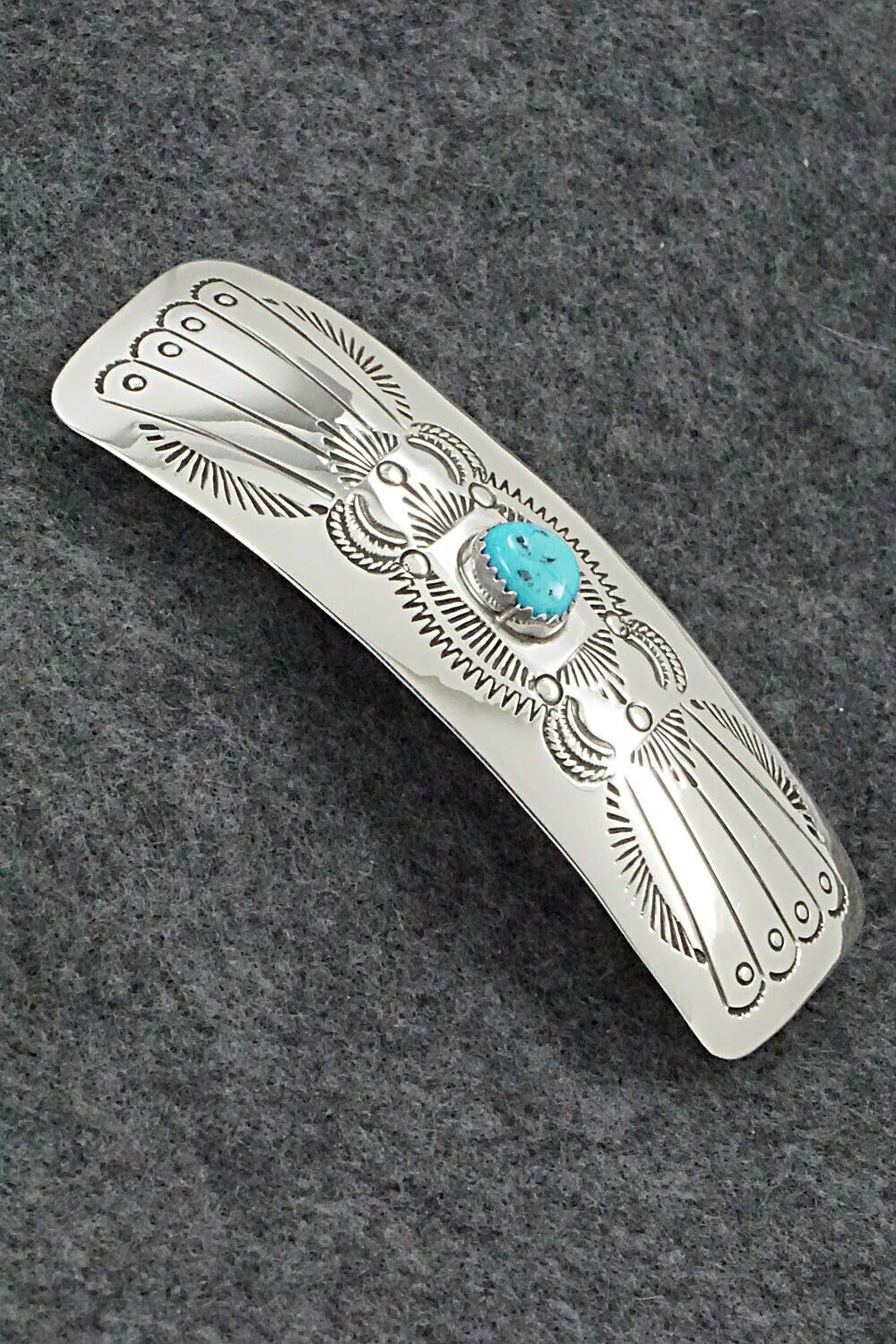 Turquoise & Sterling Silver Hair Barrette - Joann Silver