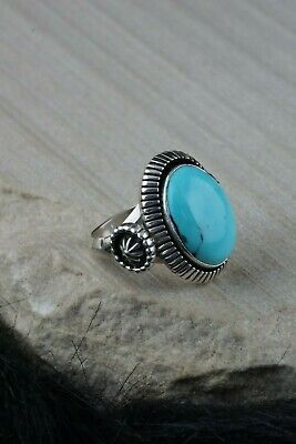 Navajo Turquoise and Sterling Silver Ring - Roberta Begay - Size 8.25 - High Lonesome Trading