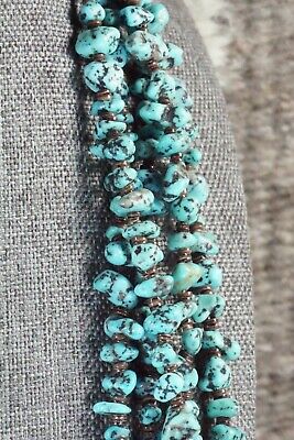 Turquoise, Shell & Sterling Silver Necklace - Navajo