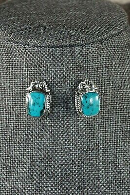 Navajo Turquoise and Sterling Silver Earrings - Etta Larry - High Lonesome Trading