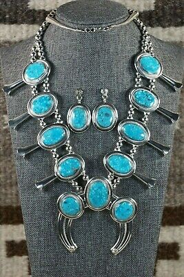 Navajo Turquoise & Sterling Silver Squash Blossom - Raymond Delgarito - High Lonesome Trading