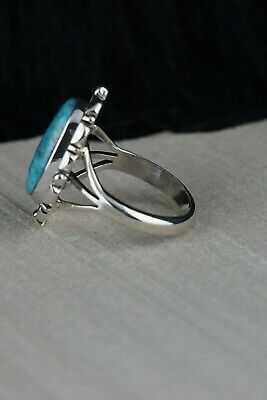 Navajo Turquoise and Sterling Silver Ring - Daniel Benally - Size 8 - High Lonesome Trading