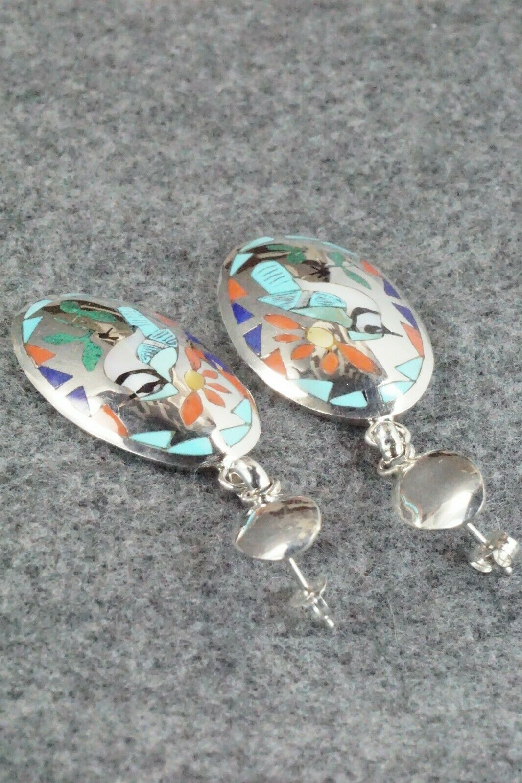 Inlay Turquoise Bluebird & Sterling Silver Earrings - Quintin Quam