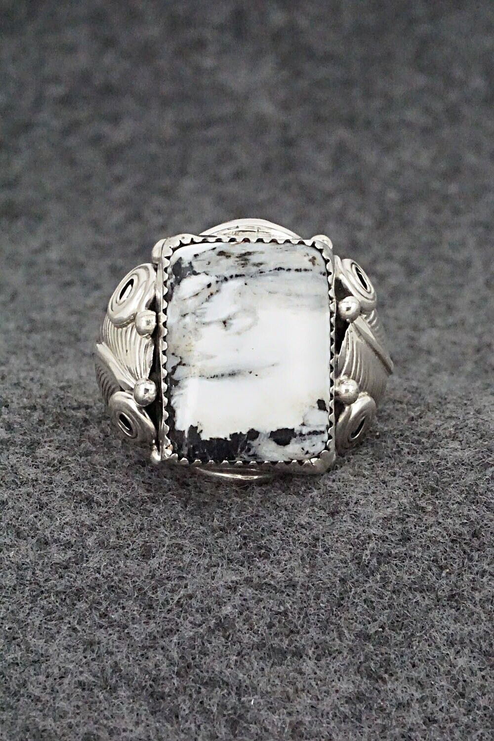 White Buffalo & Sterling Silver Ring - Darrell Morgan - Size 12.5