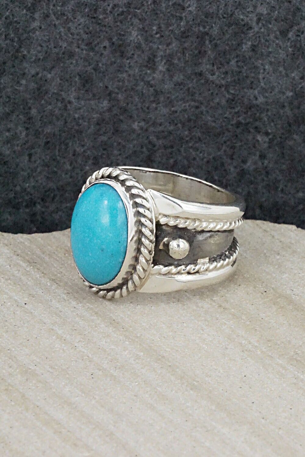 Turquoise & Sterling Silver Ring - Thomas Yazzie - Size 8