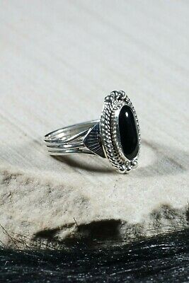 Navajo Onyx and Sterling Silver Ring - Jan Mariano - Size 9.75 - High Lonesome Trading