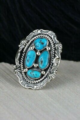 Navajo 4 Stone Turquoise and Sterling Silver Ring - Harold Becenti - Size 7.25 - High Lonesome Trading
