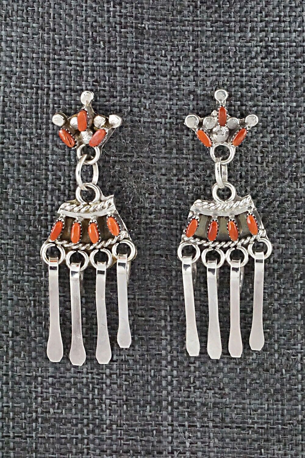 Coral & Sterling Silver Earrings - Rosa Fambrough