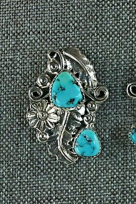Navajo Turquoise and Sterling Silver Earrings - Harry Yazzie - High Lonesome Trading