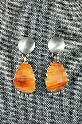 Navajo Spiny Oyster and Sterling Silver Earrings - Selina Warner - High Lonesome Trading
