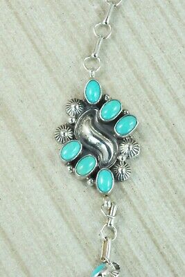 Turquoise & Sterling Silver Princess Bracelet & Ring - Size 7.5