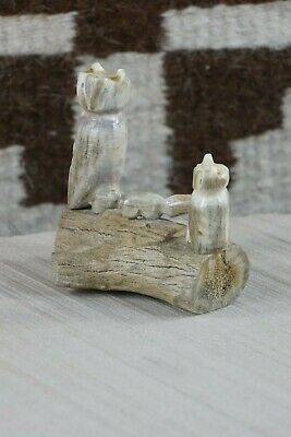 Owl and Fox Zuni Fetish Carving - Marvelita Phillips - High Lonesome Trading