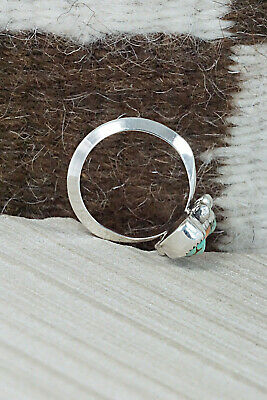 Turquoise, Spiny Oyster & Sterling Silver Ring - Priscilla Reeder - Size 8.75