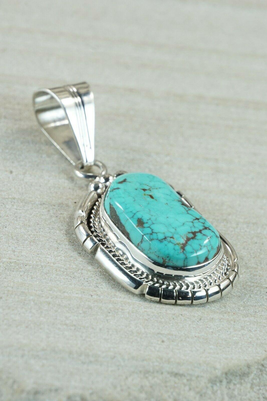 Navajo Turquoise & Sterling Silver Pendant - Samuel Yellowhair - High Lonesome Trading