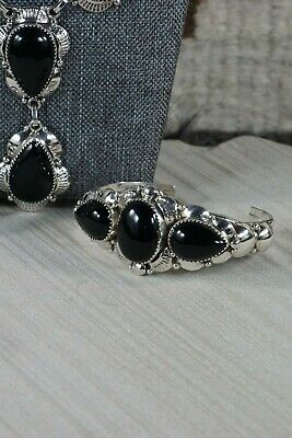 Navajo Onyx & Sterling Silver Jewelry Set - Clem Nalwood - High Lonesome Trading