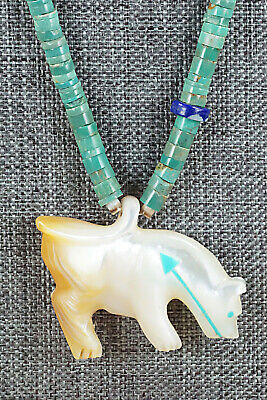 Mountain Lion Zuni Fetish Carving Necklace - Andres Quandelacy