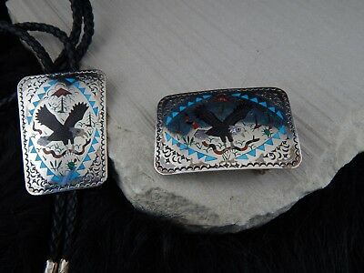 Zuni Sterling Silver Bolo Tie & Sterling Silver Buckle - Samuel Guardian - High Lonesome Trading