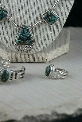 Navajo Turquoise & Sterling Silver Necklace Set - Raymond Delgarito - High Lonesome Trading