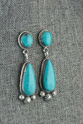 Turquoise & Sterling Silver Earrings - Sarah Yazzie - Navajo - High Lonesome Trading