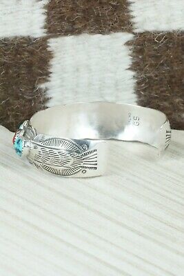 Turquoise, Coral & Sterling Silver Bracelet - Grace Silver