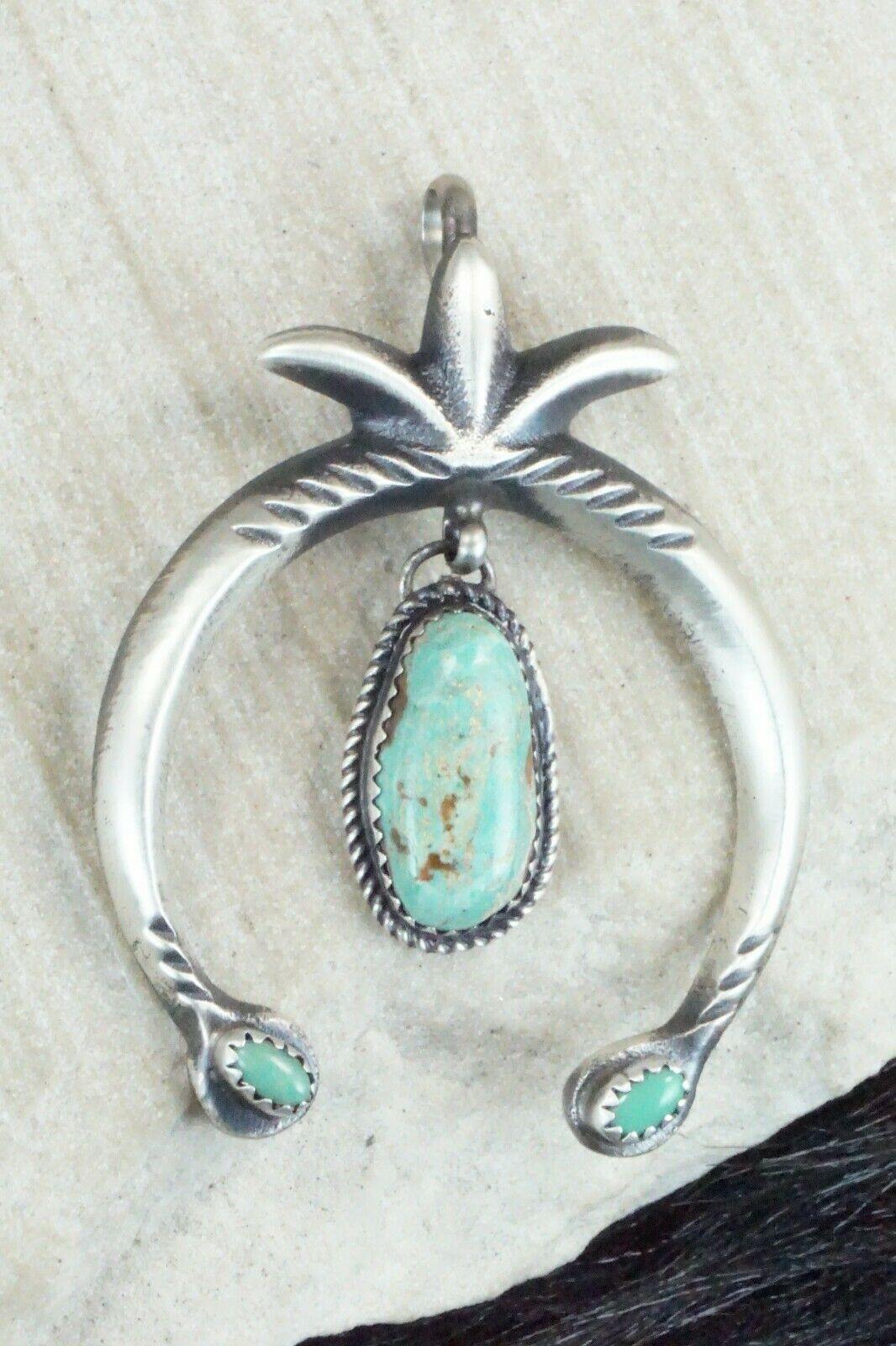 Turquoise and Sterling Silver Pendant - Martha Cayatineto - High Lonesome Trading