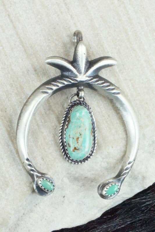 Turquoise and Sterling Silver Pendant - Martha Cayatineto - High Lonesome Trading