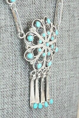 Turquoise & Sterling Silver Necklace and Earrings Set - Murray Tsatie