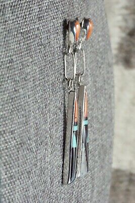 Multi Stone Inlay & Sterling Silver Earrings - Kathy Boone