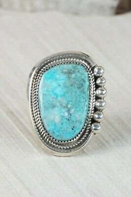 Navajo Turquoise and Sterling Silver Ring - Leslie Nez - Size 11 - High Lonesome Trading