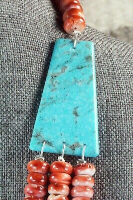 Turquoise & Spiny Oyster Necklace - Lupe Lovato