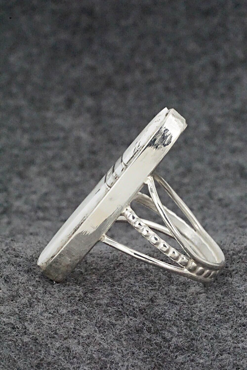 White Buffalo & Sterling Silver Ring - Harold Smith - Size 7.5