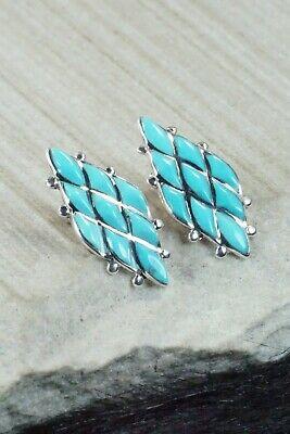 Turquoise & Sterling Silver Earrings - Derrick & Lorelia Chavez - High Lonesome Trading