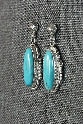Navajo Turquoise and Sterling Silver Earrings - Verley Betone - High Lonesome Trading