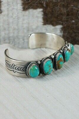 Navajo Turquoise & Sterling Silver Bracelet - Leslie Nez - High Lonesome Trading
