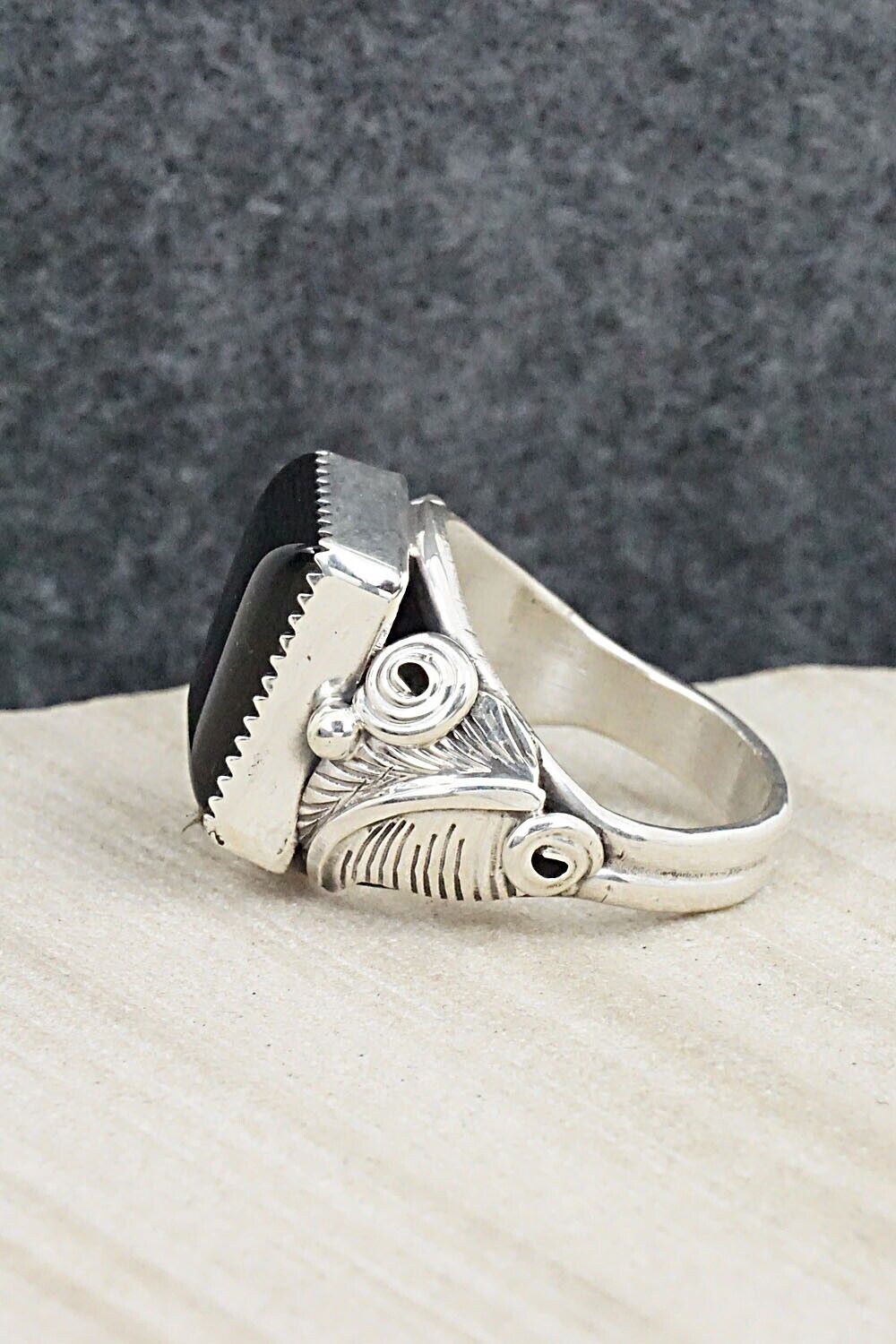Onyx & Sterling Silver Ring - Darrell Morgan - Size 11.75