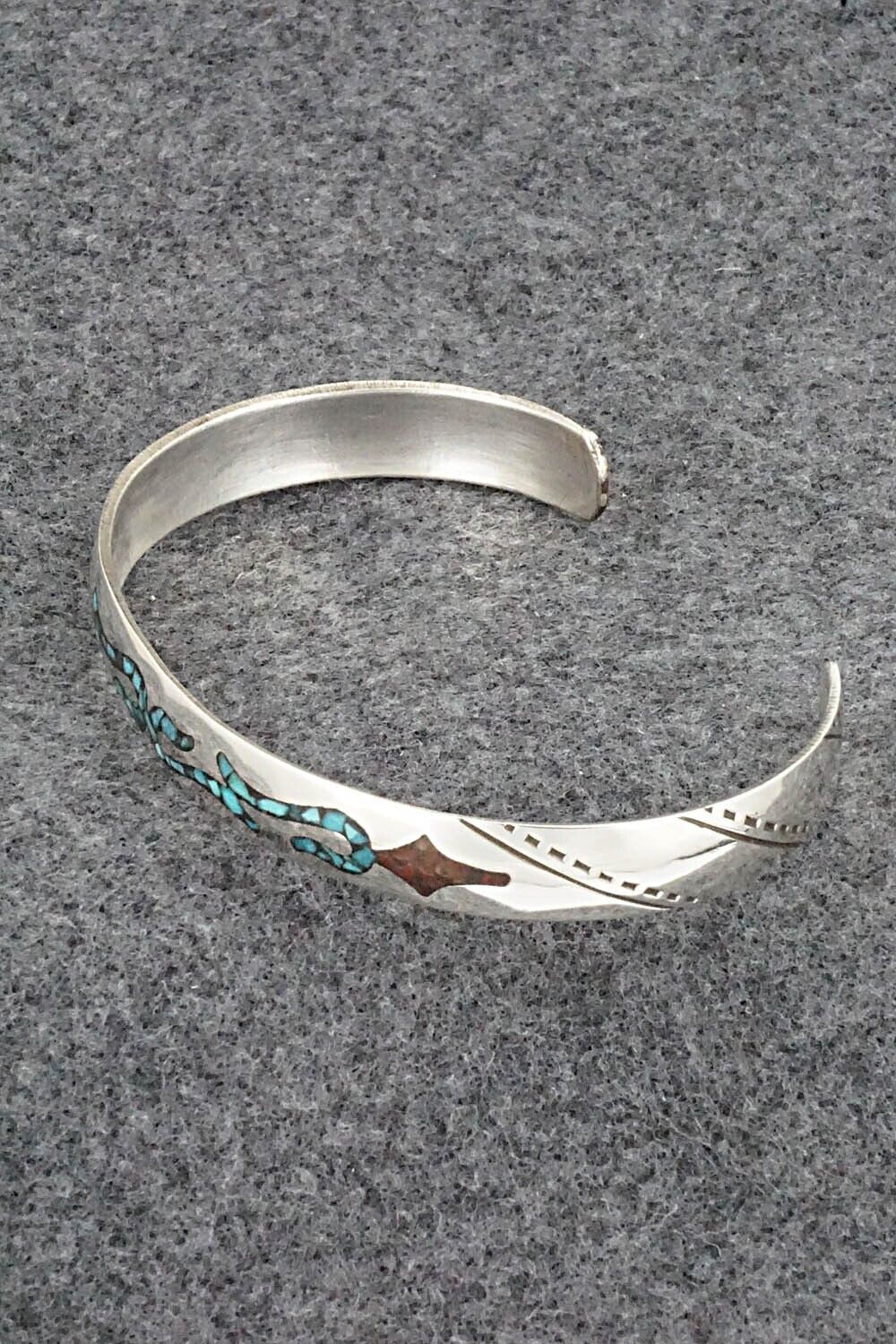 Turquoise, Coral and Sterling Silver Bracelet - Joleen Yazzie