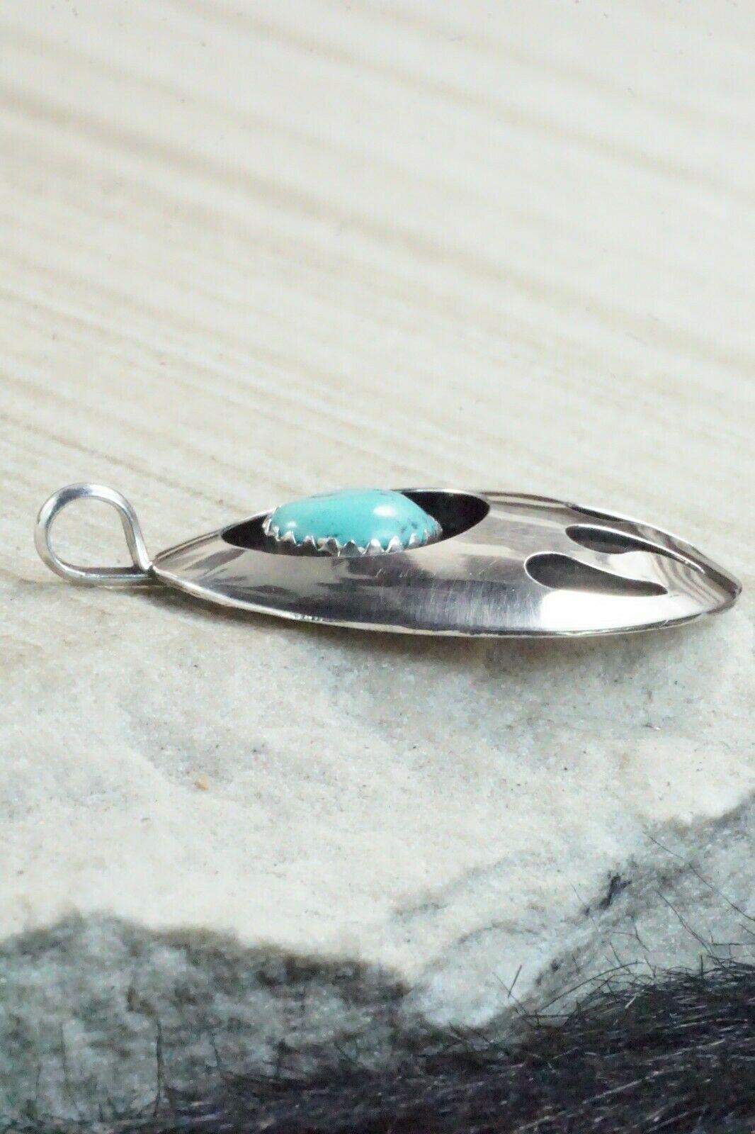 Turquoise & Sterling Silver Pendant - Virginia Long