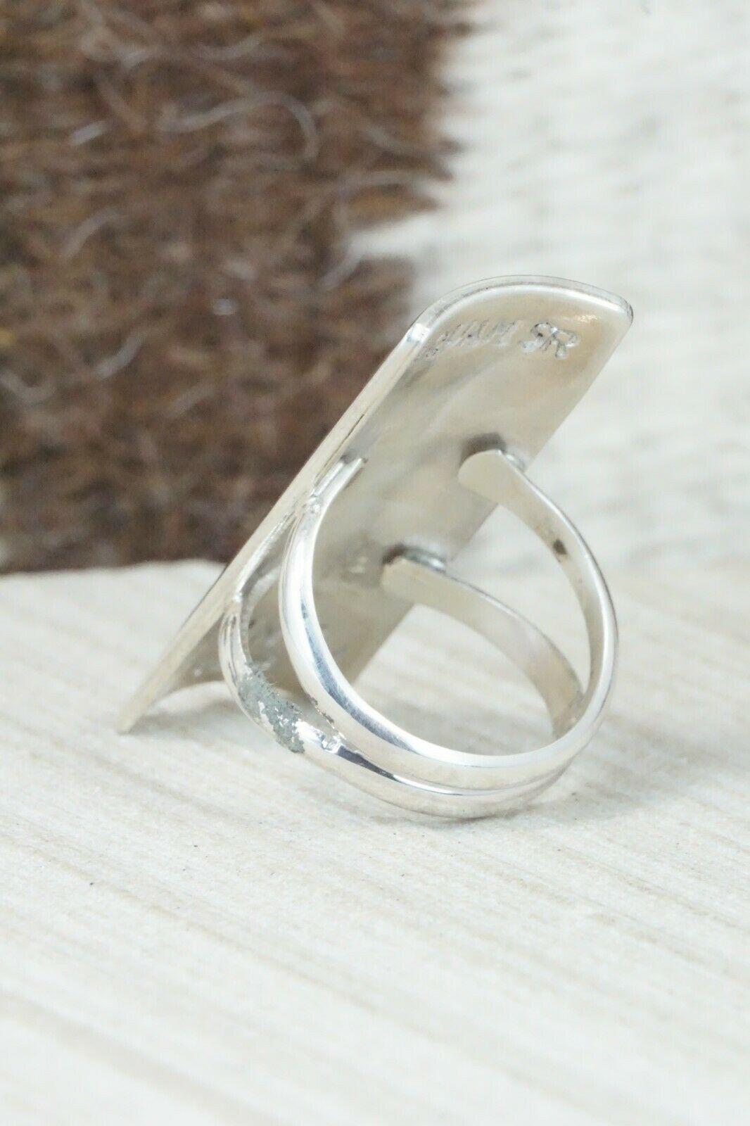 Multi Stone Inlay & Sterling Silver Ring - Quintin Quam Sr - Size 6.75