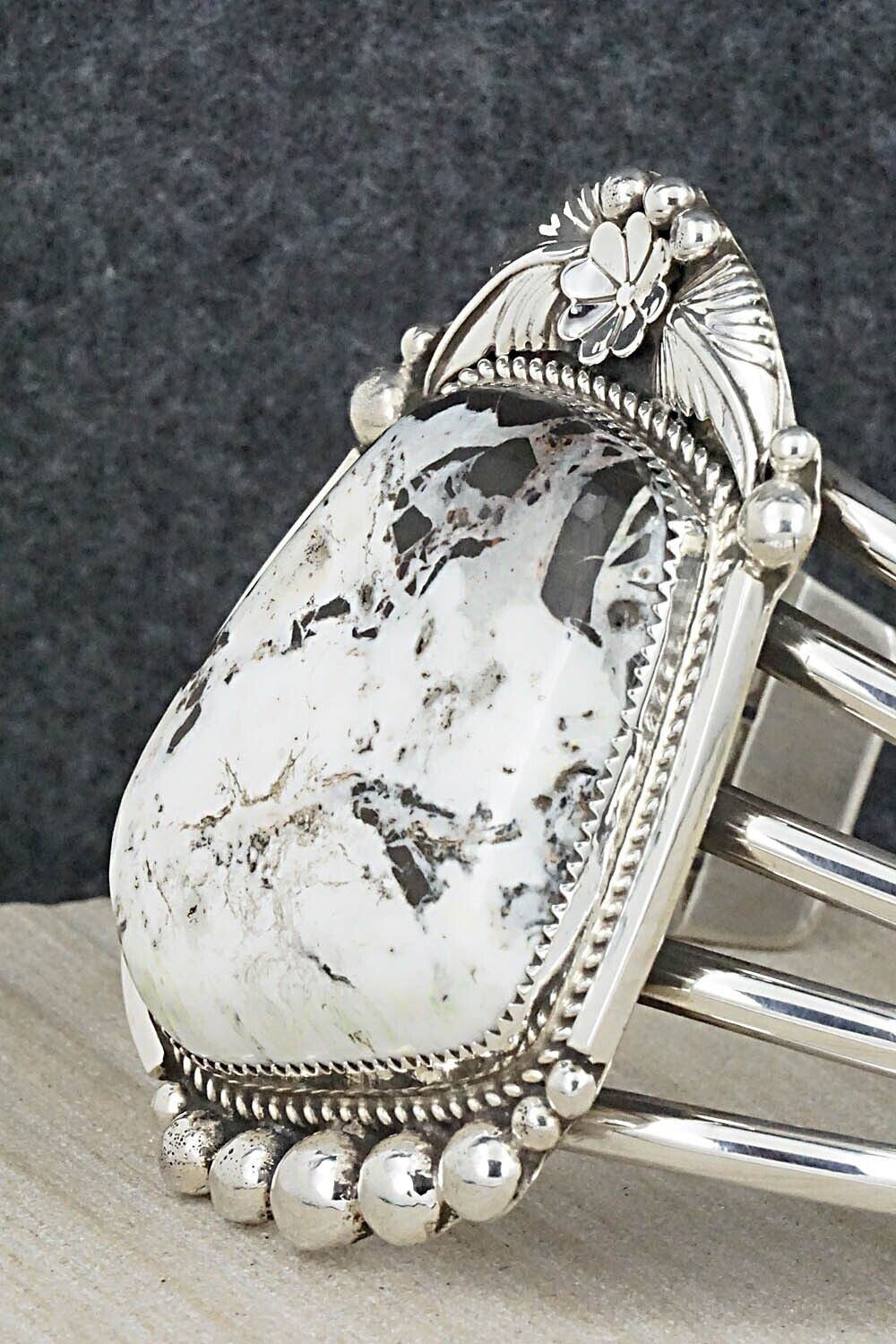 White Buffalo & Sterling Silver Bracelet - Ray Nez