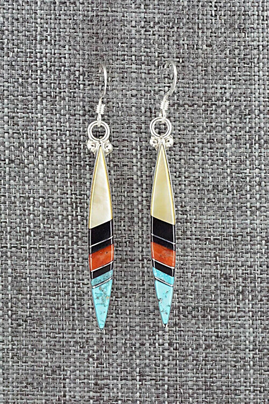 Multi Stone & Sterling Silver Inlay Earrings - Cleo Kallestewa